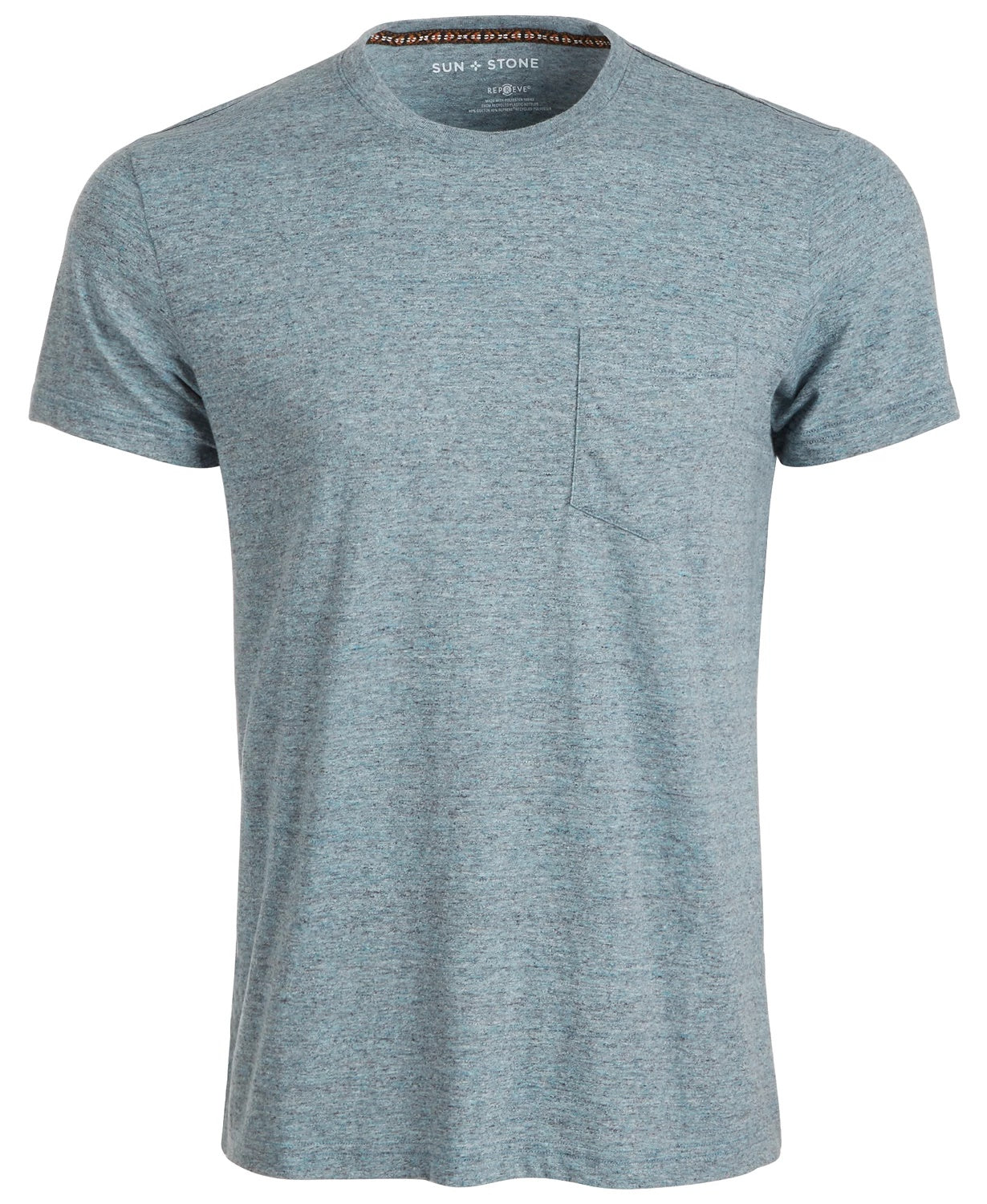 Sun + Stone Men's Devin Contrast Chain Stitch T-Shirt Navy Size Large