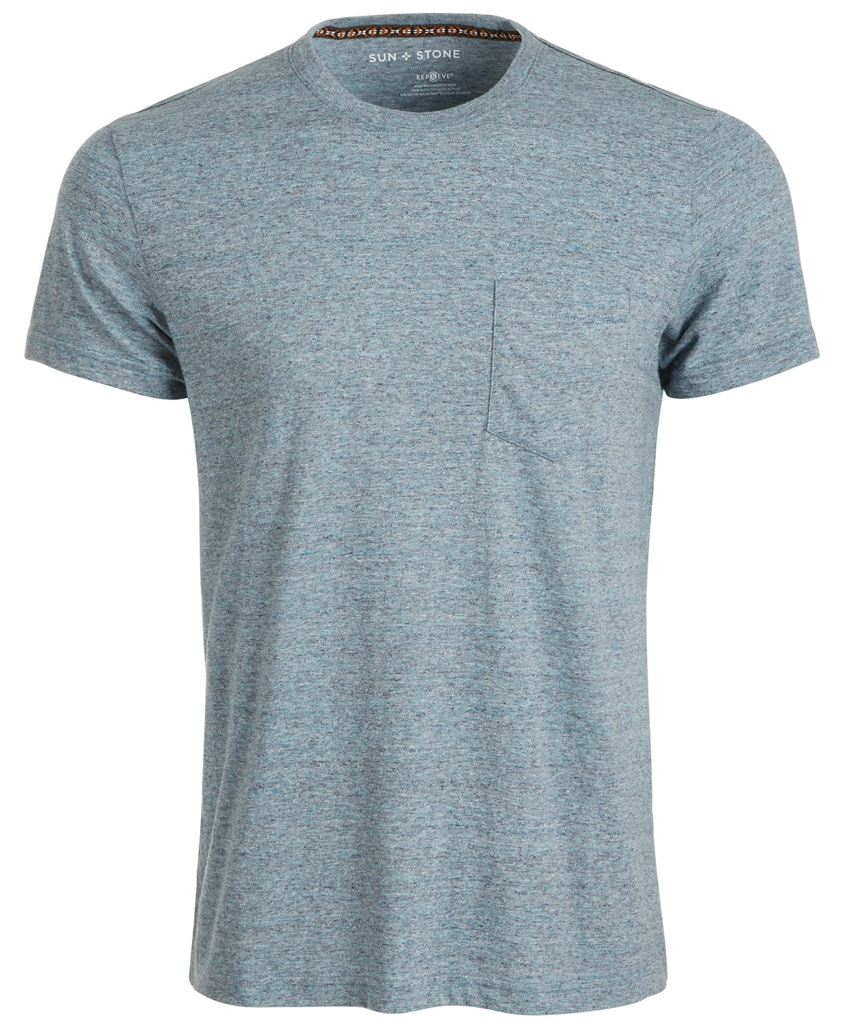 Sun + Stone Men's Devin Contrast Chain Stitch T-Shirt,Navy Size Medium