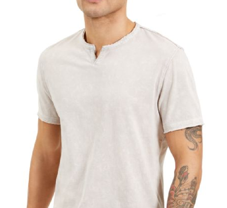 INC International Concepts Men's Space-Dye Split T-Shirt Beige Size Large