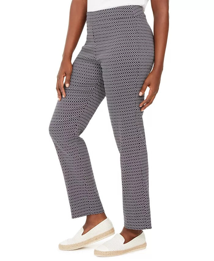 JM Collection Women's Jacquard Pull-On Pants Blue Size Medium