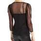 INC International Concepts Women's Glitter-Dot Mesh Top Black Size X-Small