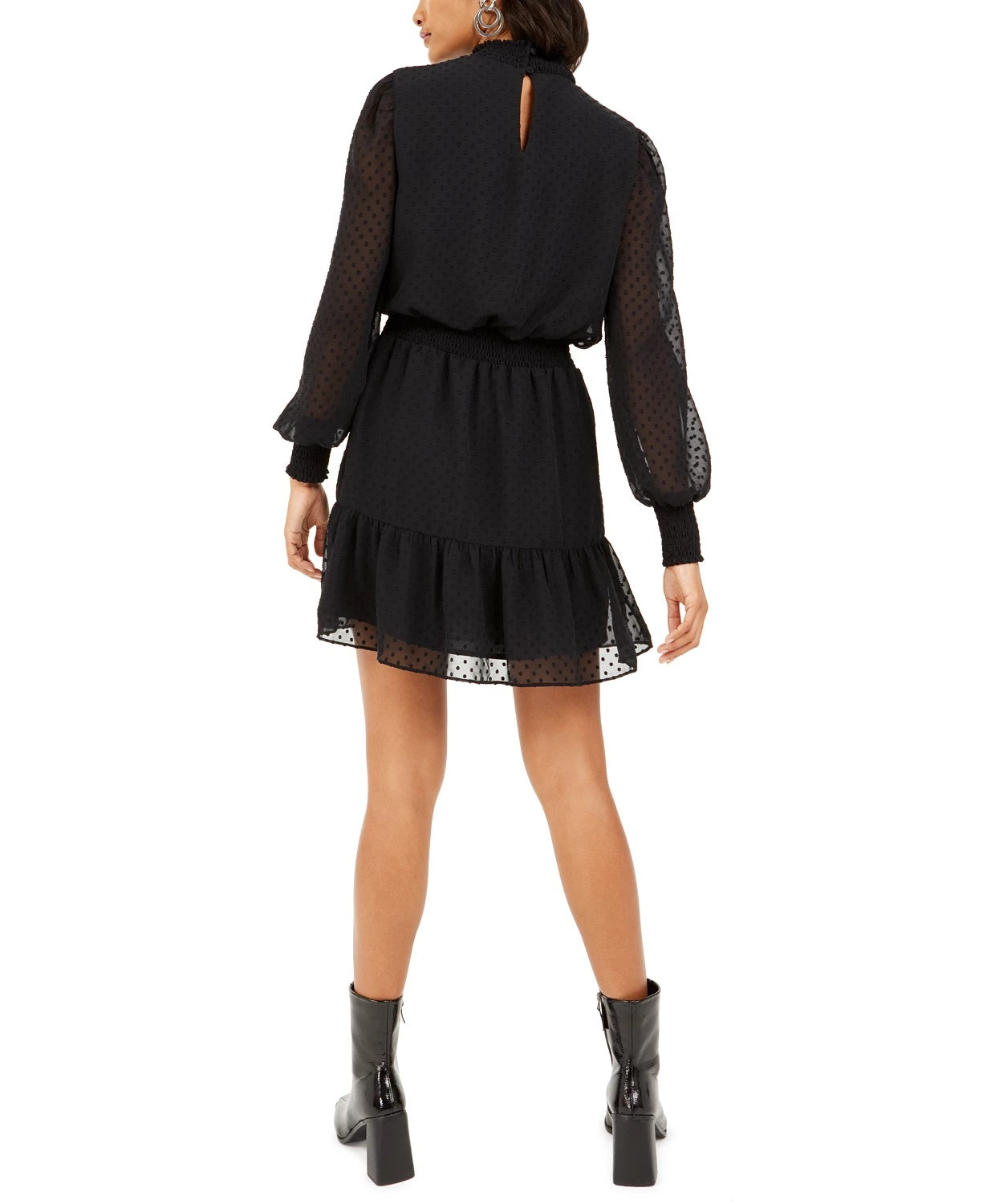 Bar III Women's Swiss-Dot Keyhole Dress Black Size X-Small