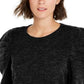 INC International Concepts Women's Puff-Sleeve Sweater Black Size Large