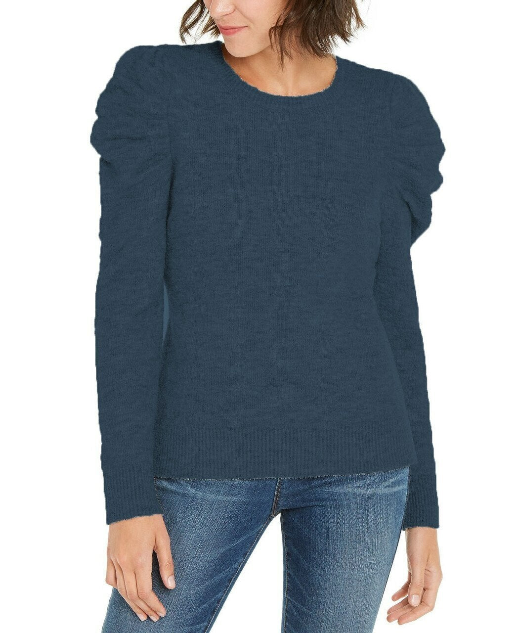 INC International Concepts Women's Puff-Sleeve Sweater Navy Size XX-Large