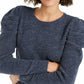 INC International Concepts Women's Puff-Sleeve Sweater Navy Size Large