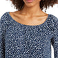 Style & Co Women's Printed On/Off-The-Shoulder Top Navy Size 2 Extra Large