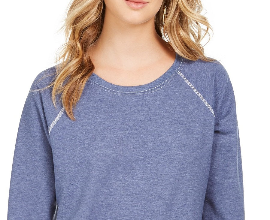Style & Co Women's Contrast-Stitched Sweatshirt Blue Size Large
