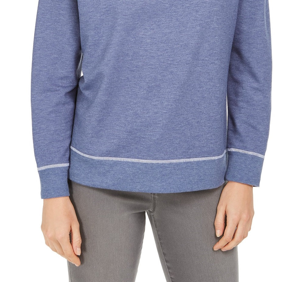 Style & Co Women's Contrast-Stitched Sweatshirt  Blue Size Medium