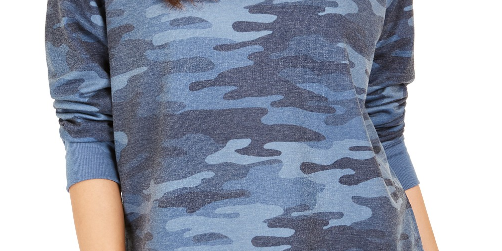 Style & Co Women's Camo Sweatshirt Blue Size 2 Extra Large