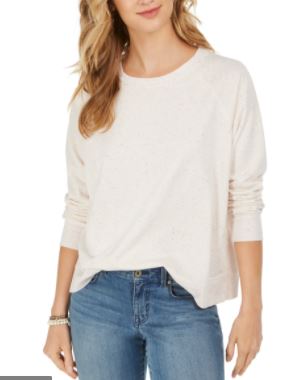 Style & Co Women's Speckled Sweatshirt White Size Large