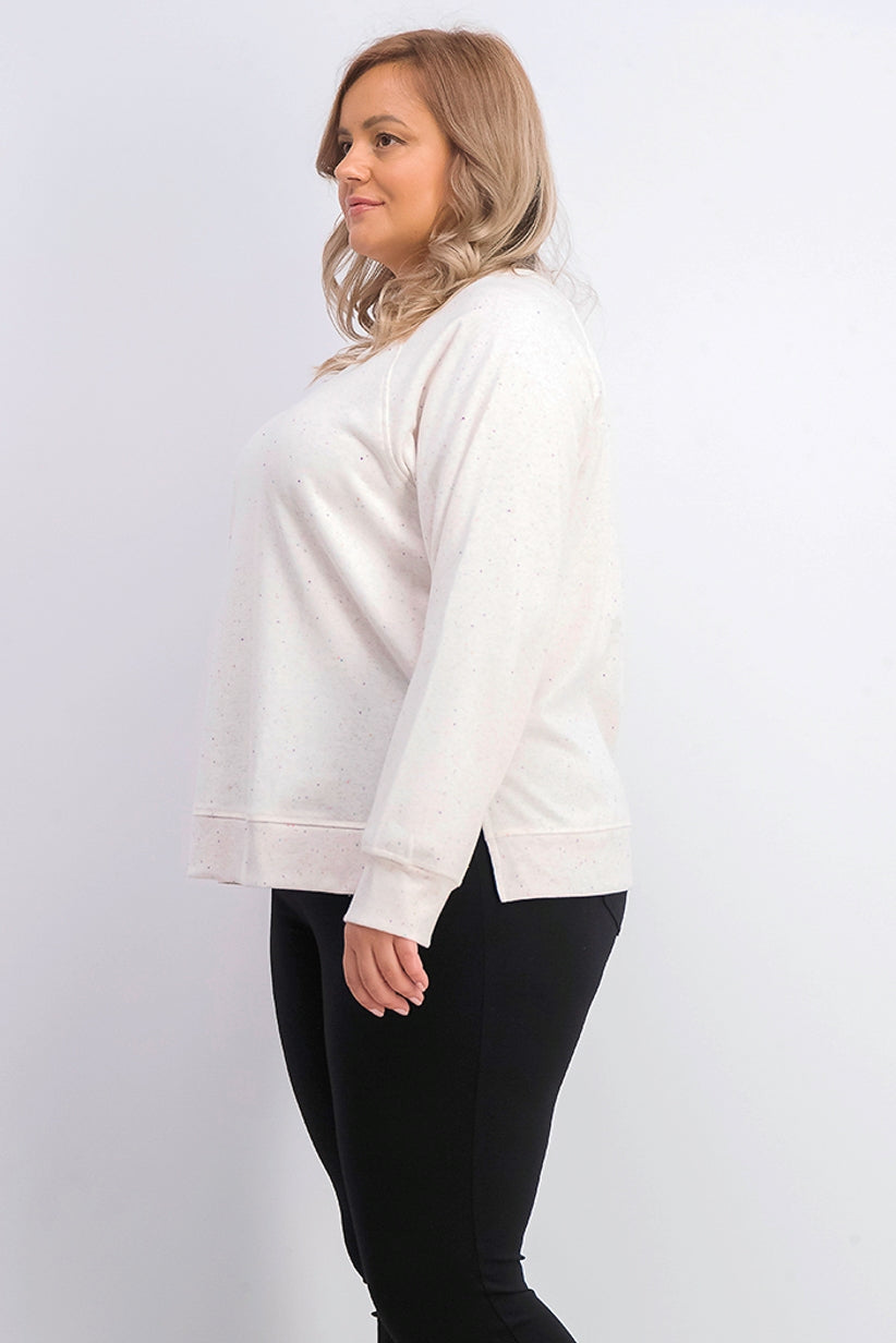 Style & Co Women's Speckled Sweatshirt White Size Small