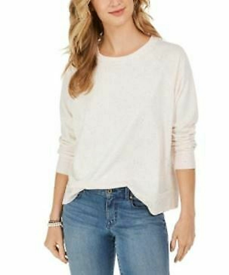 Style & Co Women's Speckled Sweatshirt White Size Extra Large