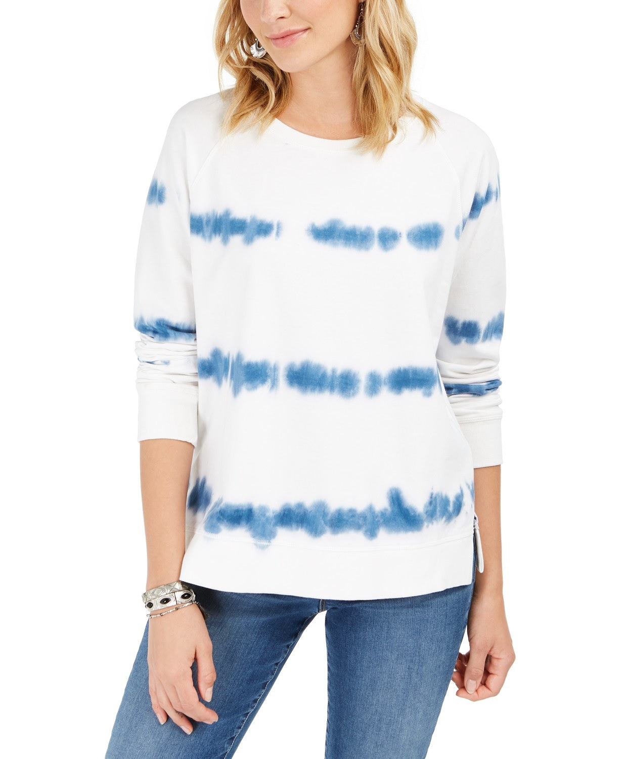 Style & Co Women's Tie-Dyed Sweatshirt White Size Large