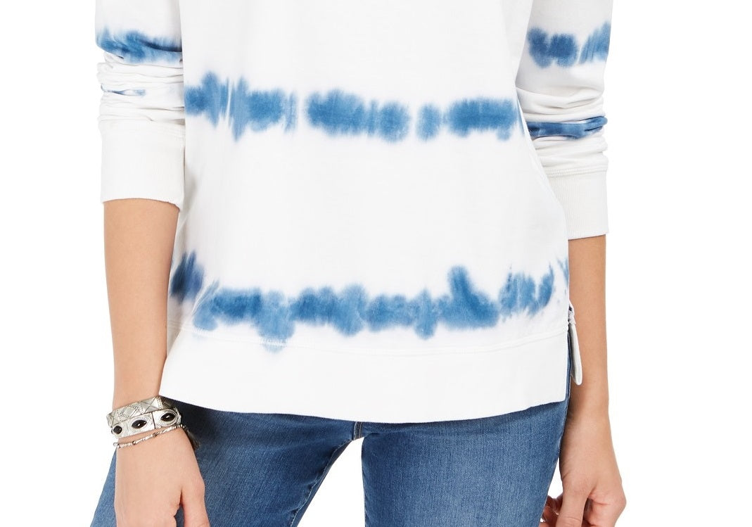 Style & Co Women's Tie-Dyed Sweatshirt White Size Large