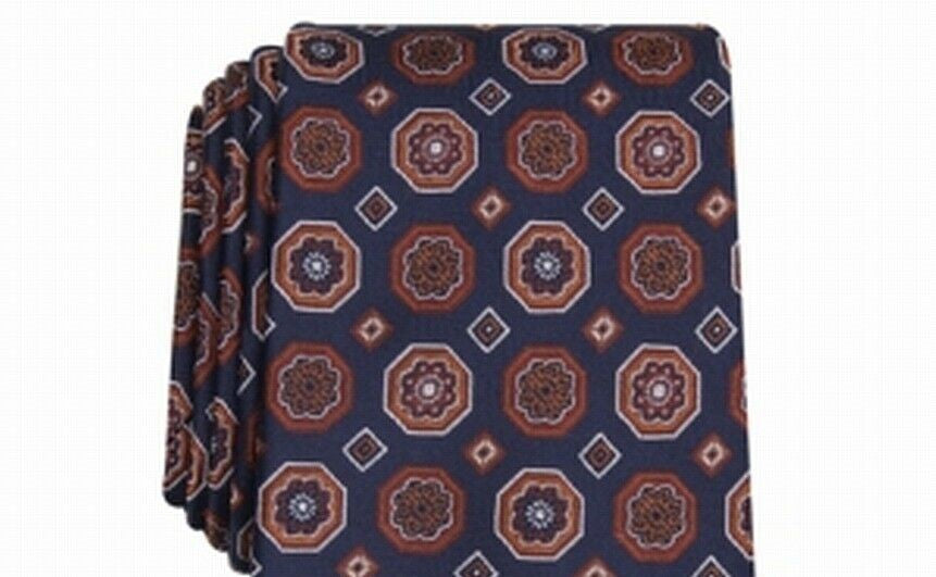 Tasso Elba Men's Classic Medallion Silk Tie Orange Size Regular