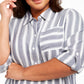 Style & Co Women's Plus Size Striped Button-Up Shirt Blue Size 2 Extra Large