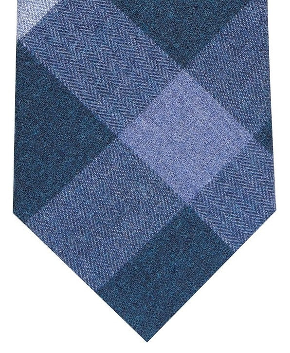Bar III Men's Shilling Skinny Plaid Tie Blue Size Regular