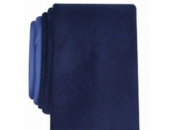 Bar III Men's Harbor Skinny Textured Mini-Grid Tie  Navy Size Regular