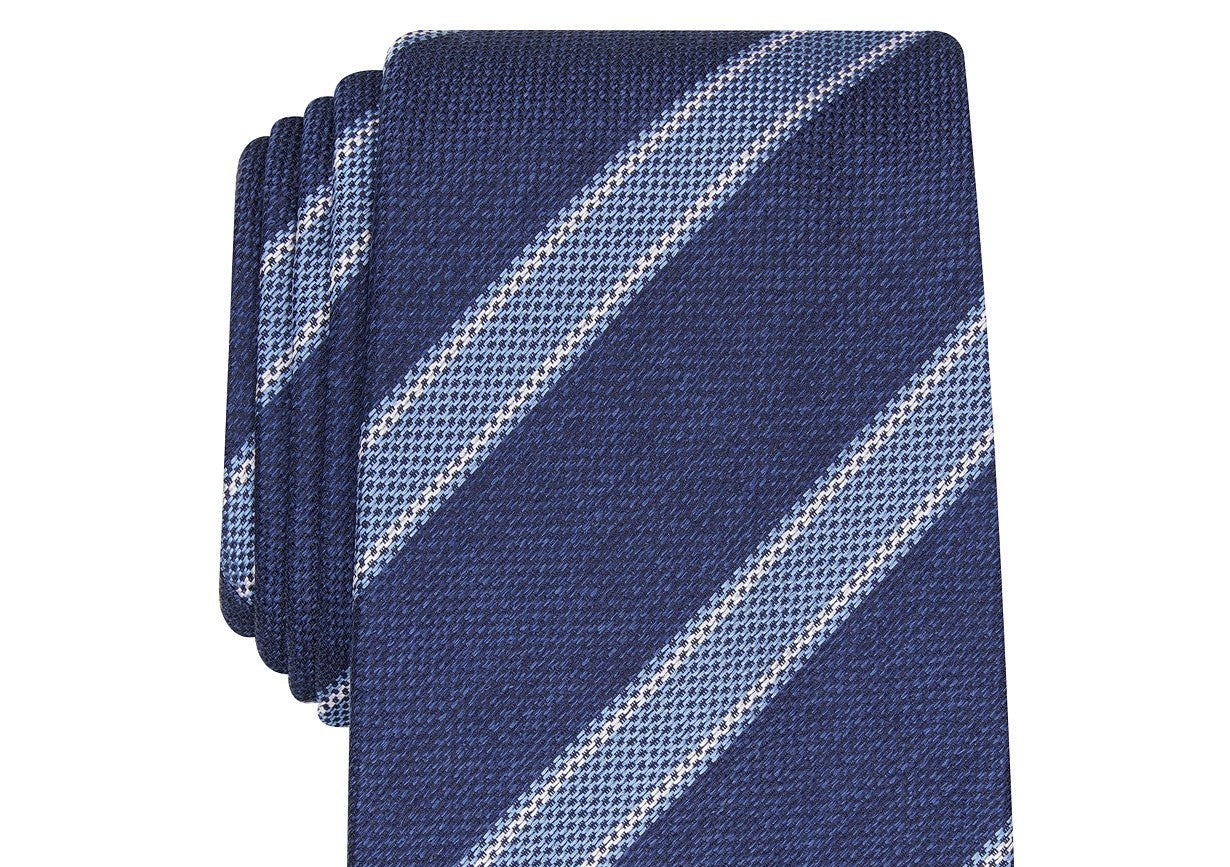 Tasso Elba Men's Classic Stripe Silk Tie Navy Size Regular