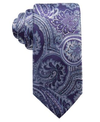 Tasso Elba Men's Classic Paisley Silk Tie Purple Size Regular