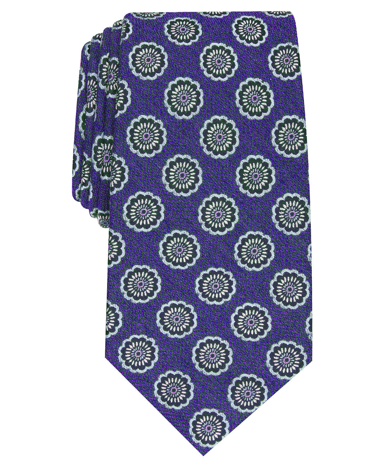 Tasso Elba Men's Classic Medallion Silk Tie Purple Size Regular