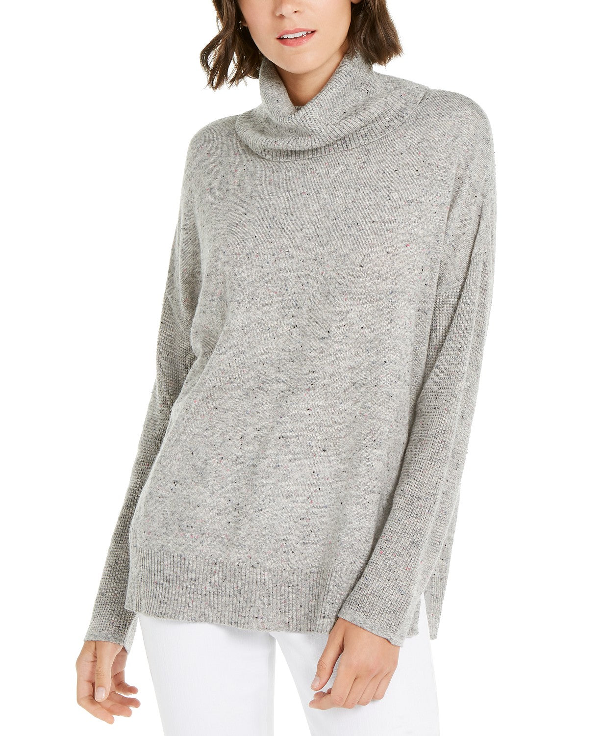 INC International Concepts Women's Melange Cowlneck Sweater Gray Size Small