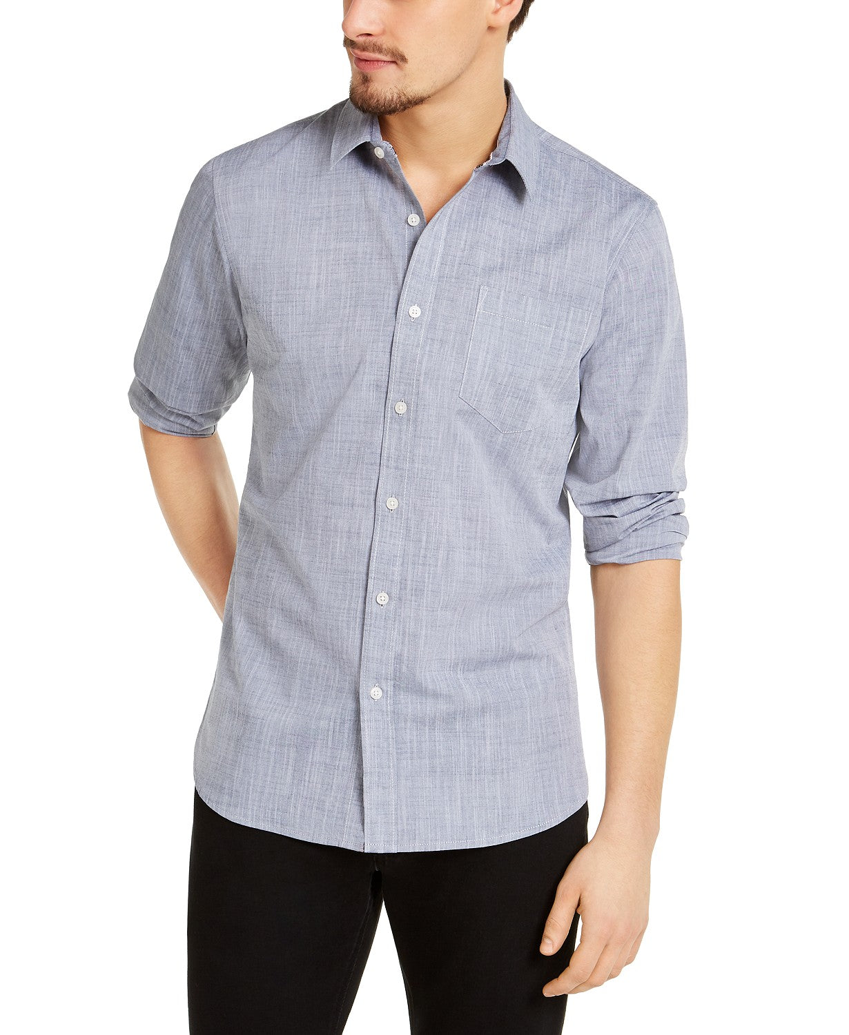 Sun + Stone Men's Kevin Regular-Fit Chambray Shirt Size Medium