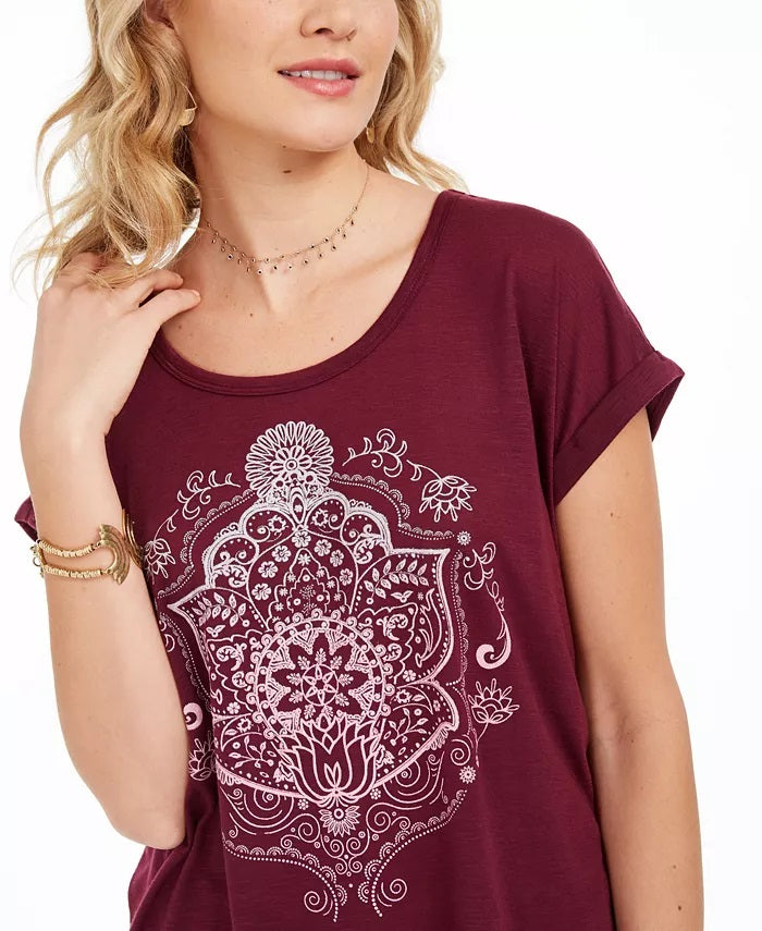 Style & Co Women's Graphic T-Shirt Purple Size Small