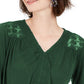 Style & Co Women's Lace-Back Crochet Top Green Size Small
