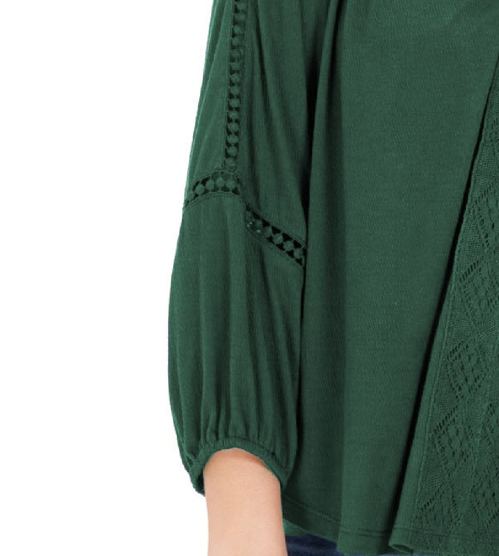 Style & Co. Women's Lace-Back Crochet Top Green Size X-Large