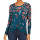 Style & Co Women's Floral-Print Twist-Hem Top Green Size Medium