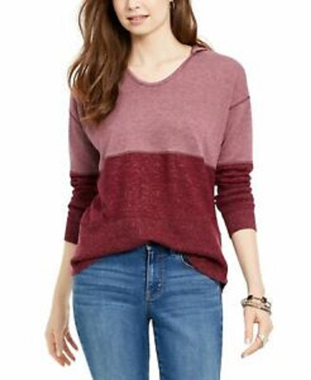 Style & Co Women's Colorblocked Hoodie Red Size Large