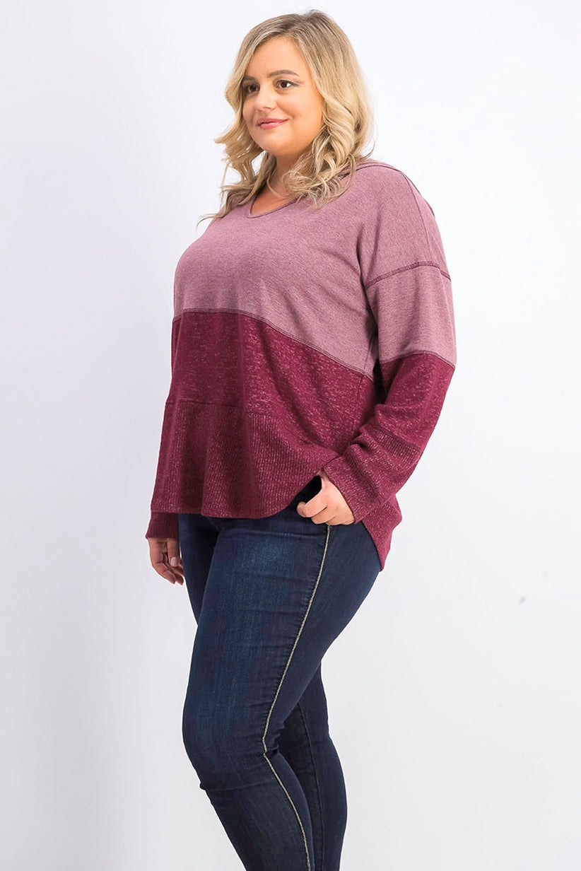 Style & Co Women's Colorblocked Hoodie Red Size Extra Small