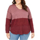Style & Co Women's Plus Size Colorblocked Hoodie Red Size 2X