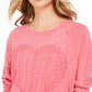 Style & Co Women's Heart-Trim Cotton Sweatshirt Pink Size Extra Small