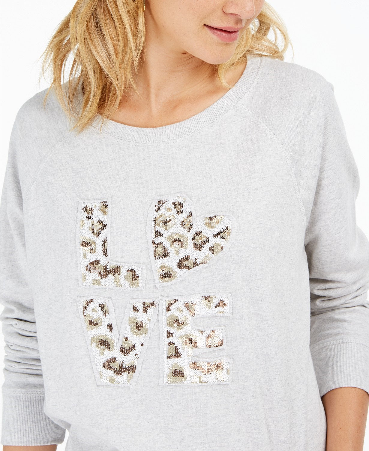 Style & Co Women's Cotton Graphic Sweatshirt Gray Size Extra Small