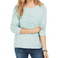 Style & Co Women's Embroidered Cotton Sweatshirt Green Size Medium