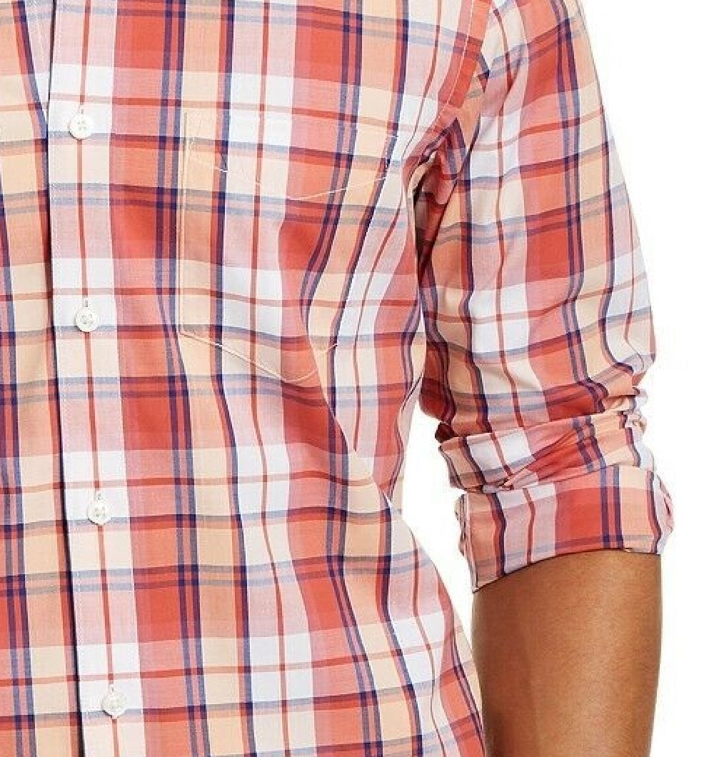 Club Room Men's Simon Stretch Plaid Shirt Red Combo Size Extra Large