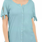 Karen Scott Women's Button-Front Top Turq/Aqua Size Small