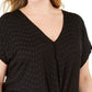 INC International Concepts Women's Plus Size Eyelet Twist-Front Top Black Size 2 Extra Large
