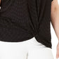INC International Concepts Women's Plus Size Eyelet Twist-Front Top Deep Black Size 3X