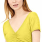 INC International Concepts Women's Ruched T-Shirt Dark Yellow Size X-Small