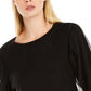 INC International Concepts Women's Tulle-Sleeve Sweater Black Size Medium