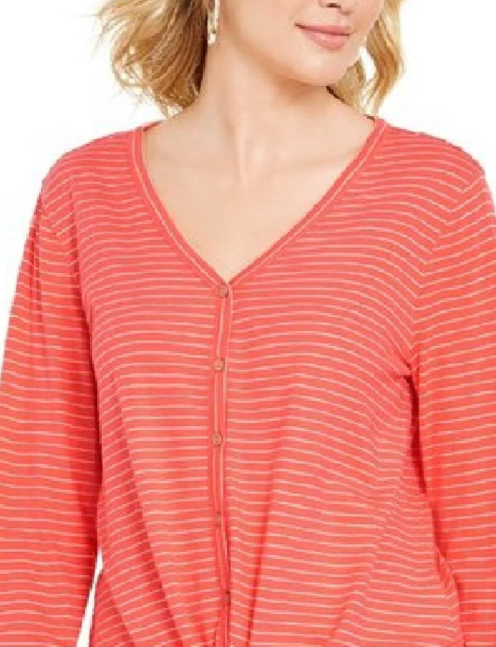 Style & Co Women's Striped Tie Front Top Orange Size XX-Large