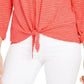 Style & Co Women's Striped Tie Front Top Orange Size XX-Large
