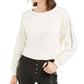 Bar III Women's Shine Stripe Sweatshirt White Size Medium