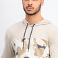 Sun + Stone Men's Camo Blocked Hoodie Beige Size Medium