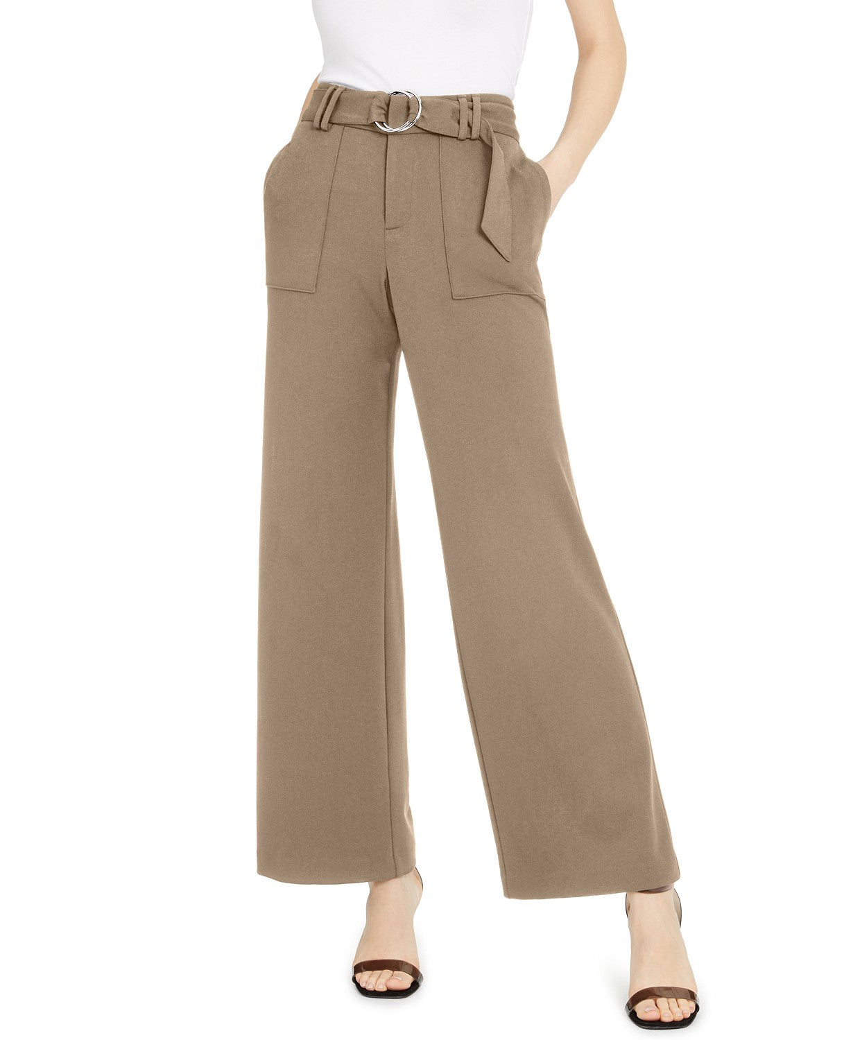 INC International Concepts Women's Plus Size Utility-Pocket Wide-Leg Pants Brown Size 16W
