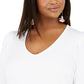 INC International Concepts Women's Plus Size Ribbed-Knit Puff-Sleeve Top White Size 0X
