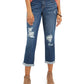 Style & Co Women's Curvy Fit Ripped Girlfriend Jeans Turq Aqua Size 2